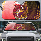 Personalized Brisbane Broncos vs Dolphins Auto Sun Shade Rivalry Dynamic Sports Rugby Mascot Graphic Art