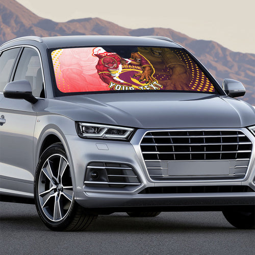 Personalized Brisbane Broncos vs Dolphins Auto Sun Shade Rivalry Dynamic Sports Rugby Mascot Graphic Art