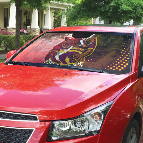 Personalized Brisbane Broncos vs Dolphins Auto Sun Shade Rivalry Dynamic Sports Rugby Mascot Graphic Art