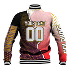 Personalized Brisbane Broncos vs Dolphins Baseball Jacket Rivalry Dynamic Sports Rugby Mascot Graphic Art