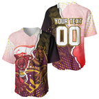 Personalized Brisbane Broncos vs Dolphins Baseball Jersey Rivalry Dynamic Sports Rugby Mascot Graphic Art
