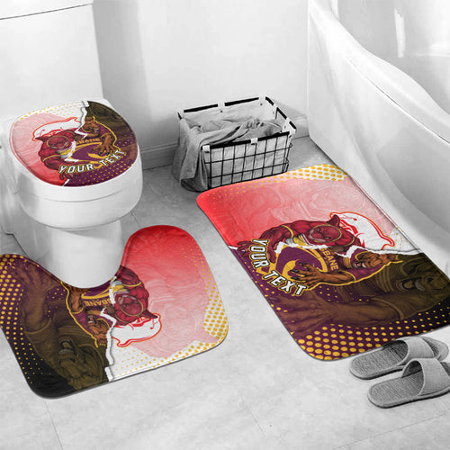 Personalized Brisbane Broncos vs Dolphins Bathroom Set Rivalry Dynamic Sports Rugby Mascot Graphic Art