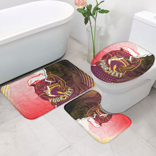 Personalized Brisbane Broncos vs Dolphins Bathroom Set Rivalry Dynamic Sports Rugby Mascot Graphic Art