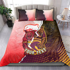 Personalized Brisbane Broncos vs Dolphins Bedding Set Rivalry Dynamic Sports Rugby Mascot Graphic Art