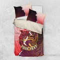 Personalized Brisbane Broncos vs Dolphins Bedding Set Rivalry Dynamic Sports Rugby Mascot Graphic Art