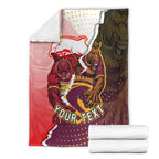 Personalized Brisbane Broncos vs Dolphins Blanket Rivalry Dynamic Sports Rugby Mascot Graphic Art