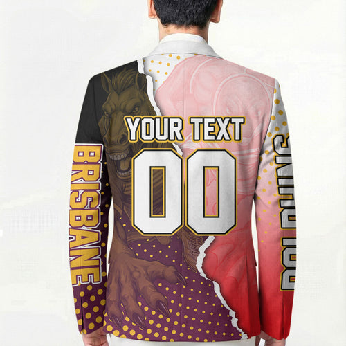 Personalized Brisbane Broncos vs Dolphins Blazer Rivalry Dynamic Sports Rugby Mascot Graphic Art