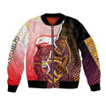 Personalized Brisbane Broncos vs Dolphins Bomber Jacket Rivalry Dynamic Sports Rugby Mascot Graphic Art