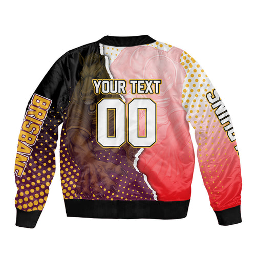 Personalized Brisbane Broncos vs Dolphins Bomber Jacket Rivalry Dynamic Sports Rugby Mascot Graphic Art