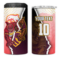 Personalized Brisbane Broncos vs Dolphins 4 in 1 Can Cooler Tumbler Rivalry Dynamic Sports Rugby Mascot Graphic Art