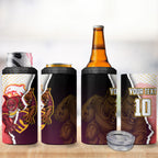 Personalized Brisbane Broncos vs Dolphins 4 in 1 Can Cooler Tumbler Rivalry Dynamic Sports Rugby Mascot Graphic Art