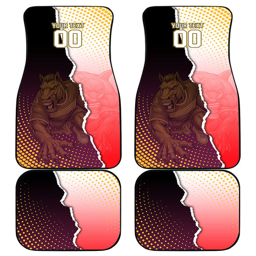 Personalized Brisbane Broncos vs Dolphins Car Mats Rivalry Dynamic Sports Rugby Mascot Graphic Art