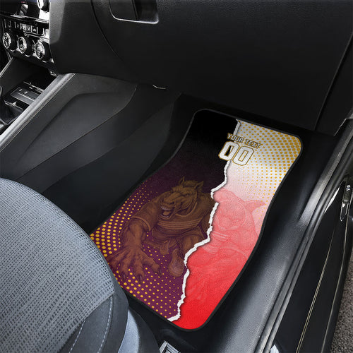 Personalized Brisbane Broncos vs Dolphins Car Mats Rivalry Dynamic Sports Rugby Mascot Graphic Art