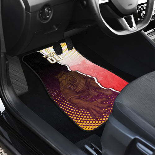 Personalized Brisbane Broncos vs Dolphins Car Mats Rivalry Dynamic Sports Rugby Mascot Graphic Art