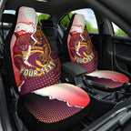 Personalized Brisbane Broncos vs Dolphins Car Seat Cover Rivalry Dynamic Sports Rugby Mascot Graphic Art
