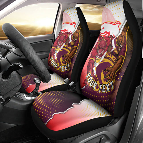Personalized Brisbane Broncos vs Dolphins Car Seat Cover Rivalry Dynamic Sports Rugby Mascot Graphic Art