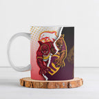 Personalized Brisbane Broncos vs Dolphins Ceramic Mug Rivalry Dynamic Sports Rugby Mascot Graphic Art