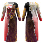 Personalized Brisbane Broncos vs Dolphins Couples Matching Long Sleeve Bodycon Dress and Hawaiian Shirt Rivalry Dynamic Sports Rugby Mascot Graphic Art