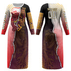 Personalized Brisbane Broncos vs Dolphins Couples Matching Long Sleeve Bodycon Dress and Long Sleeve Button Shirt Rivalry Dynamic Sports Rugby Mascot Graphic Art