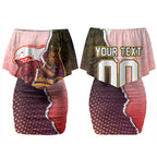 Personalized Brisbane Broncos vs Dolphins Couples Matching Off Shoulder Short Dress and Long Sleeve Button Shirt Rivalry Dynamic Sports Rugby Mascot Graphic Art