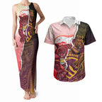 Personalized Brisbane Broncos vs Dolphins Couples Matching Tank Maxi Dress and Hawaiian Shirt Rivalry Dynamic Sports Rugby Mascot Graphic Art