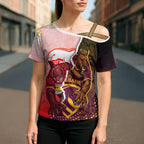 Personalized Brisbane Broncos vs Dolphins Cross Shoulder Shirt Rivalry Dynamic Sports Rugby Mascot Graphic Art