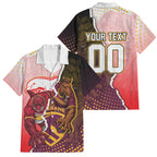 Personalized Brisbane Broncos vs Dolphins Family Matching Long Sleeve Bodycon Dress and Hawaiian Shirt Rivalry Dynamic Sports Rugby Mascot Graphic Art