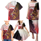 Personalized Brisbane Broncos vs Dolphins Family Matching Puletasi and Hawaiian Shirt Rivalry Dynamic Sports Rugby Mascot Graphic Art