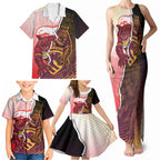 Personalized Brisbane Broncos vs Dolphins Family Matching Tank Maxi Dress and Hawaiian Shirt Rivalry Dynamic Sports Rugby Mascot Graphic Art