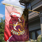 Personalized Brisbane Broncos vs Dolphins Garden Flag Rivalry Dynamic Sports Rugby Mascot Graphic Art