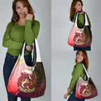 Personalized Brisbane Broncos vs Dolphins Grocery Bag Rivalry Dynamic Sports Rugby Mascot Graphic Art