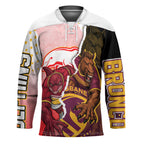 Personalized Brisbane Broncos vs Dolphins Hockey Jersey Rivalry Dynamic Sports Rugby Mascot Graphic Art
