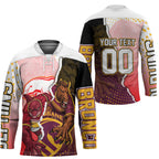 Personalized Brisbane Broncos vs Dolphins Hockey Jersey Rivalry Dynamic Sports Rugby Mascot Graphic Art