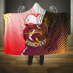 Personalized Brisbane Broncos vs Dolphins Hooded Blanket Rivalry Dynamic Sports Rugby Mascot Graphic Art