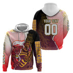 Personalized Brisbane Broncos vs Dolphins Hoodie Rivalry Dynamic Sports Rugby Mascot Graphic Art