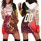 Personalized Brisbane Broncos vs Dolphins Hoodie Dress Rivalry Dynamic Sports Rugby Mascot Graphic Art