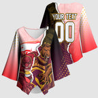 Personalized Brisbane Broncos vs Dolphins Kimono Sleeve Blouse Rivalry Dynamic Sports Rugby Mascot Graphic Art