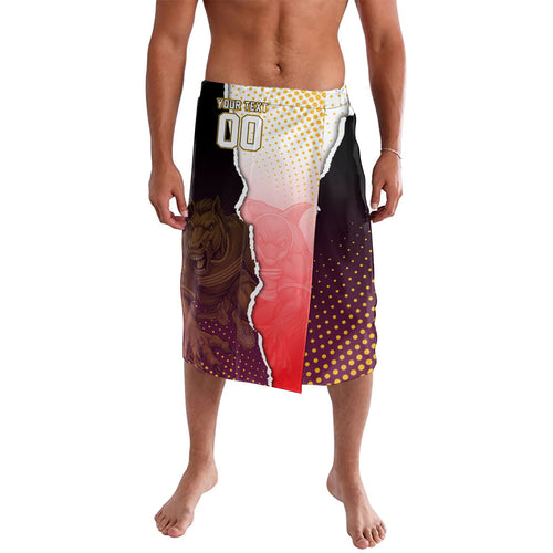 Personalized Brisbane Broncos vs Dolphins Lavalava Rivalry Dynamic Sports Rugby Mascot Graphic Art