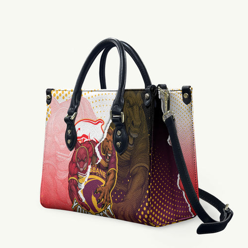 Personalized Brisbane Broncos vs Dolphins Leather Bag Rivalry Dynamic Sports Rugby Mascot Graphic Art