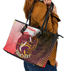 Personalized Brisbane Broncos vs Dolphins Leather Tote Bag Rivalry Dynamic Sports Rugby Mascot Graphic Art