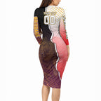Personalized Brisbane Broncos vs Dolphins Long Sleeve Bodycon Dress Rivalry Dynamic Sports Rugby Mascot Graphic Art