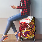 Personalized Brisbane Broncos vs Dolphins Luggage Cover Rivalry Dynamic Sports Rugby Mascot Graphic Art