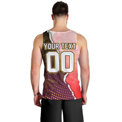 Personalized Brisbane Broncos vs Dolphins Men Tank Top Rivalry Dynamic Sports Rugby Mascot Graphic Art