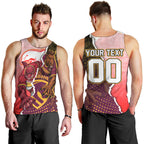 Personalized Brisbane Broncos vs Dolphins Men Tank Top Rivalry Dynamic Sports Rugby Mascot Graphic Art