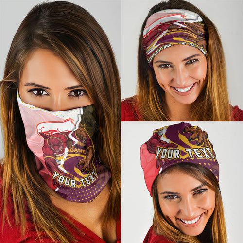 Personalized Brisbane Broncos vs Dolphins Neck Gaiter Rivalry Dynamic Sports Rugby Mascot Graphic Art