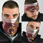 Personalized Brisbane Broncos vs Dolphins Neck Gaiter Rivalry Dynamic Sports Rugby Mascot Graphic Art