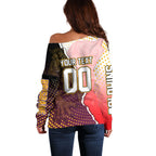 Personalized Brisbane Broncos vs Dolphins Off Shoulder Sweater Rivalry Dynamic Sports Rugby Mascot Graphic Art