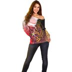 Personalized Brisbane Broncos vs Dolphins Off Shoulder Sweater Rivalry Dynamic Sports Rugby Mascot Graphic Art
