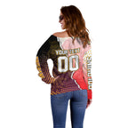 Personalized Brisbane Broncos vs Dolphins Off Shoulder Sweater Rivalry Dynamic Sports Rugby Mascot Graphic Art
