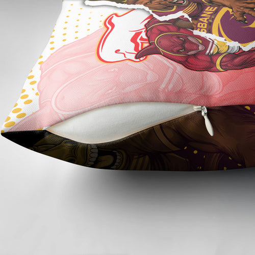 Personalized Brisbane Broncos vs Dolphins Pillow Cover Rivalry Dynamic Sports Rugby Mascot Graphic Art
